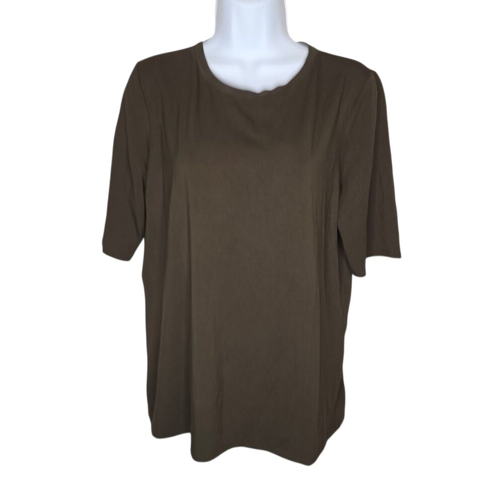 Chico’s Touch of Cool Olive Green Short Sleeve Tee, Size 2 (US Large)